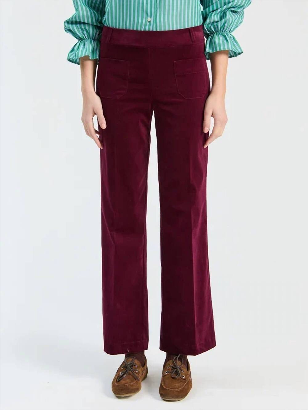 NEW VILAGALLO velvet corduroy mila pants in burgundy